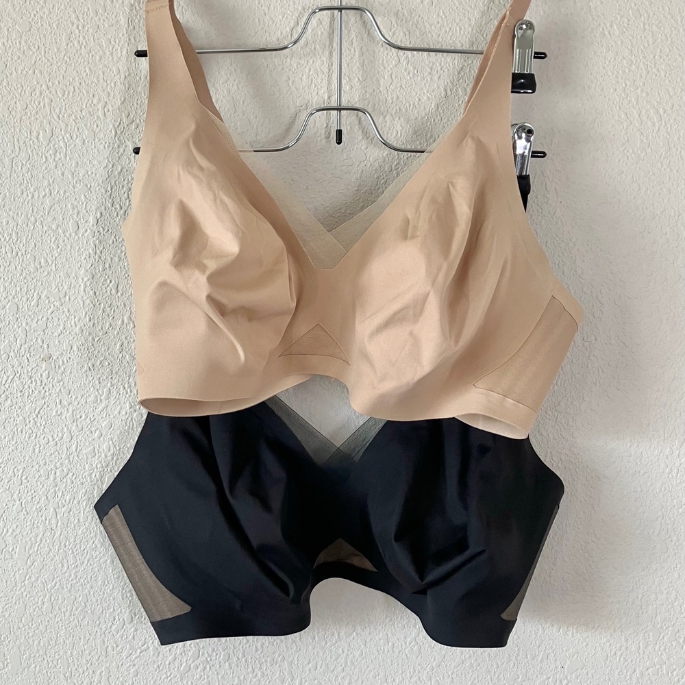 HONEYLOVE CrossOver Bra Lot of 2 38D/DD(E) Wireless Support Adjustable Black Tan